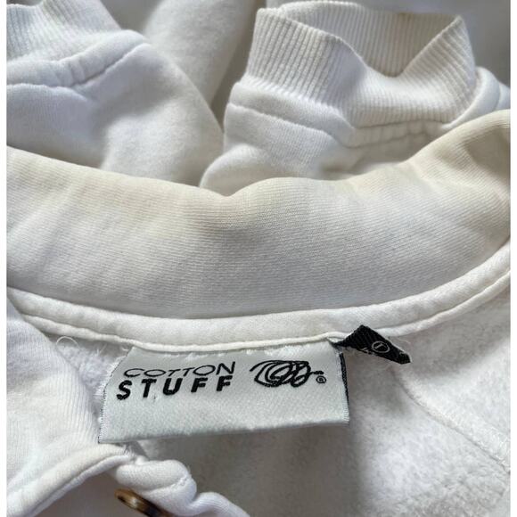 Vintage Y2K White Cotton Stuff Oversized Pullover Sweater Mens Large Button Up - Picture 9 of 10